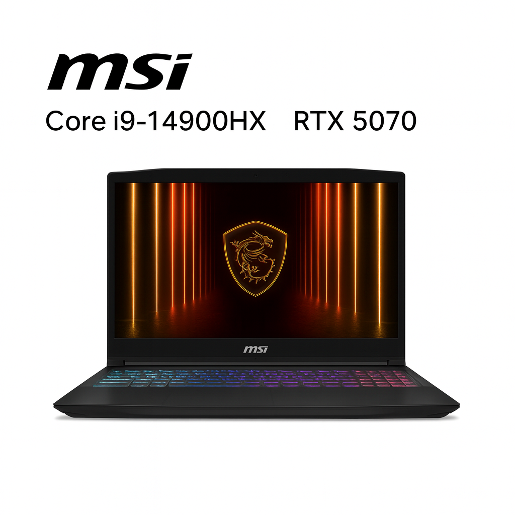 MSI Katana 15 HX B14WGK-223XAE، Intel Core i9-14900HX، ذاكرة وصول عشوائي 16 جيجابايت، قرص SSD 512 جيجابايت، NVIDIA RTX 5070 8 جيجابايت، شاشة 15.6 بوصة FHD IPS 144 هرتز، أسود