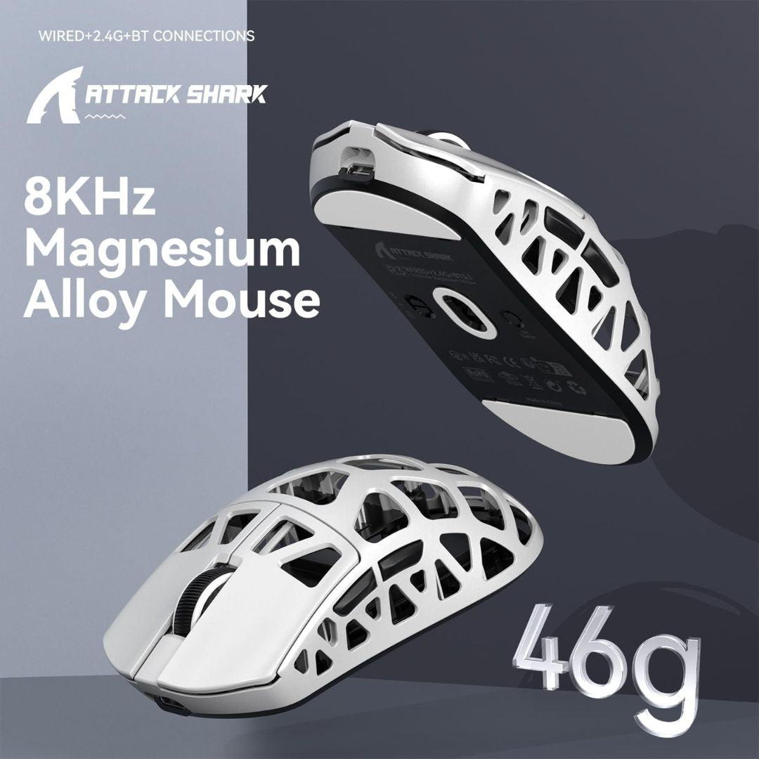 ATTACK SHARK R3 Magnesium Alloy Wireless Gaming Mouse 8K - White
