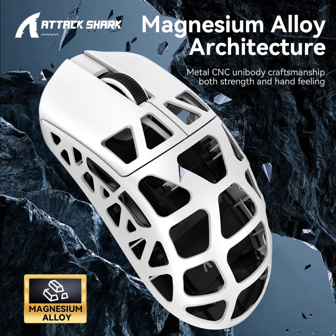 ATTACK SHARK R3 Magnesium Alloy Wireless Gaming Mouse 8K - White