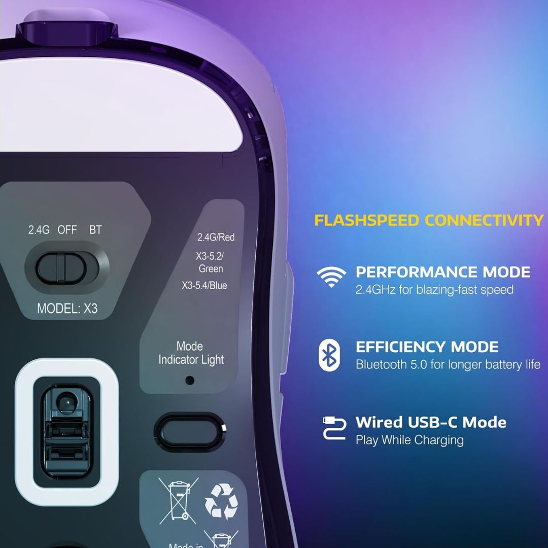 ATTACK SHARK X3PRO Wireless Gaming Mouse - White