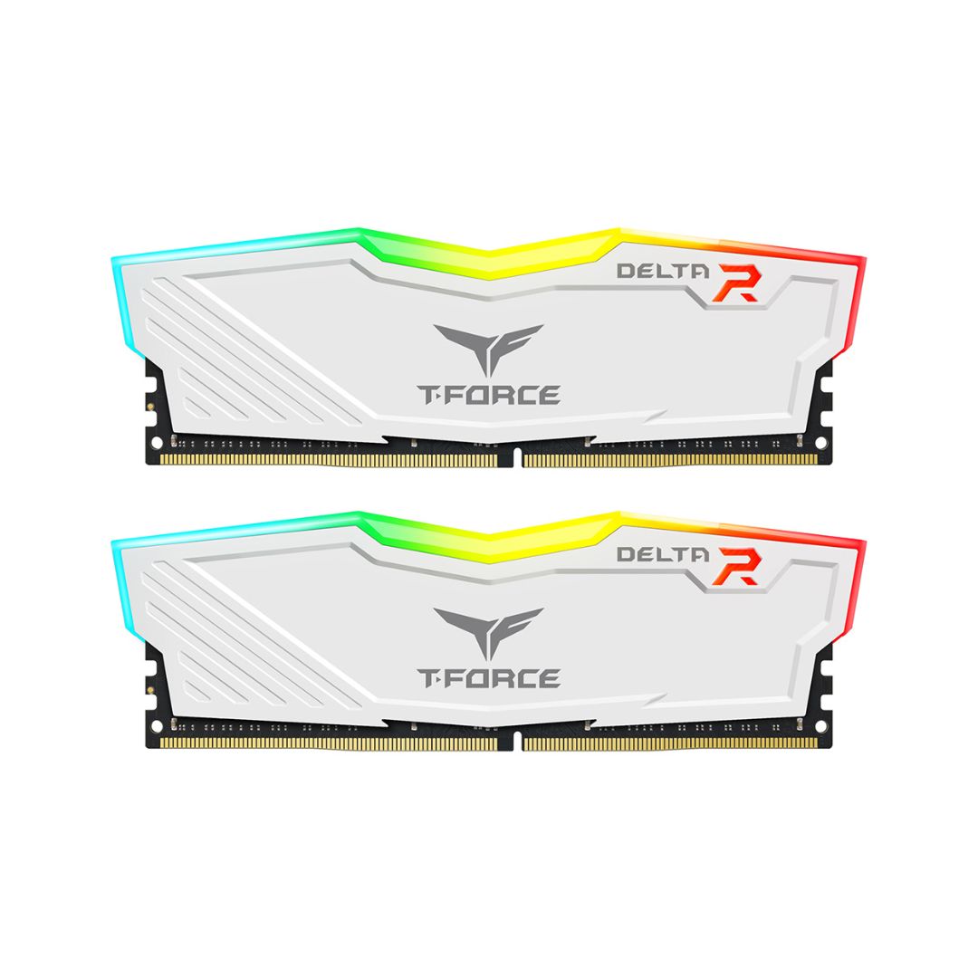 ذاكرة وصول عشوائي TEAMGROUP T-Force Delta RGB DDR4 سعة 16 جيجابايت (2 × 8 جيجابايت) 3600 ميجاهرتز CL18 - أبيض