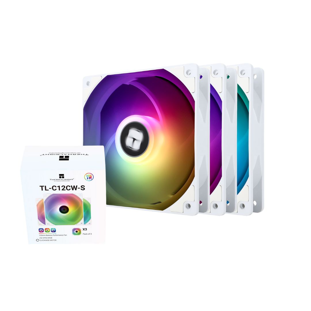 Thermalright TL-C12CW-S X3 مجموعة مراوح 120mm ARGB (3 مراوح) - أبيض