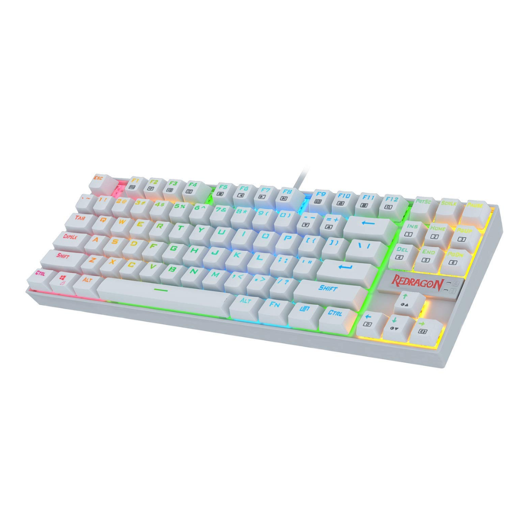 Redragon K552W-RGB، كومارا، 80%، سلكي، مفاتيح حمراء - أبيض