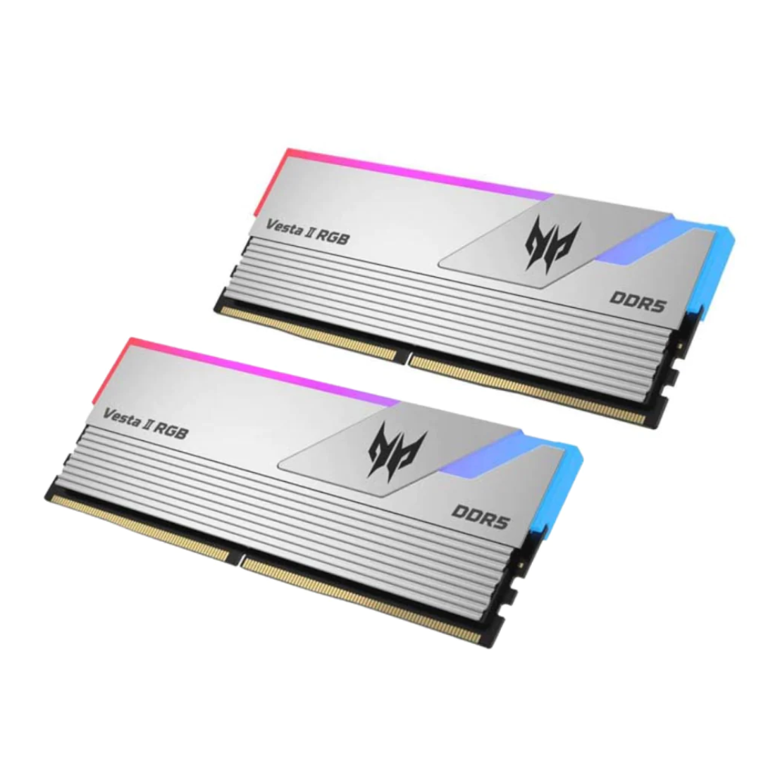 Acer Predator Vesta II DDR5 RGB RAM 32GB (16GBx2) 6600MHz - CL34 Silver, XMP