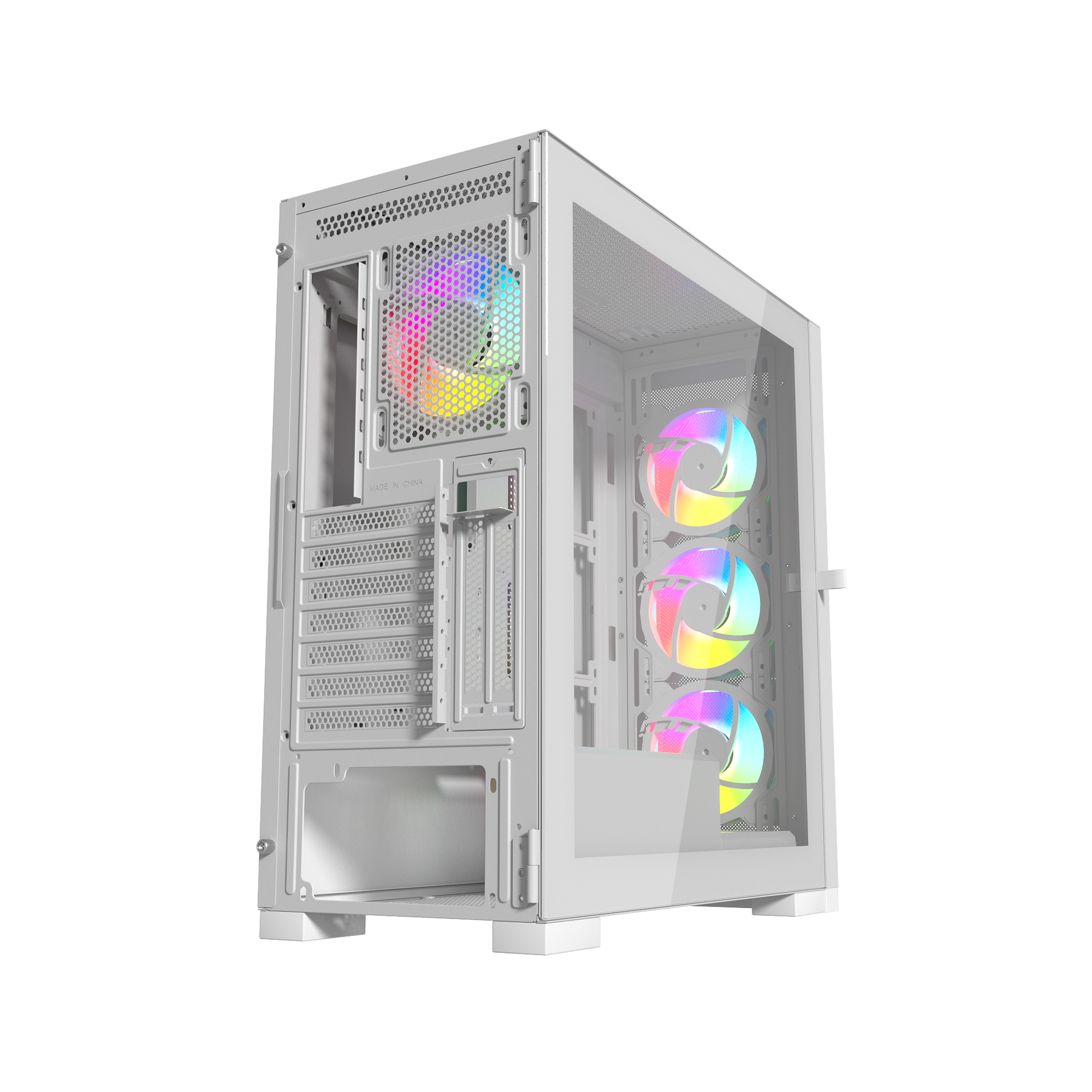 علبة Raptor 290-XL ARCTIC HAWK RGB Mid Tower - أبيض