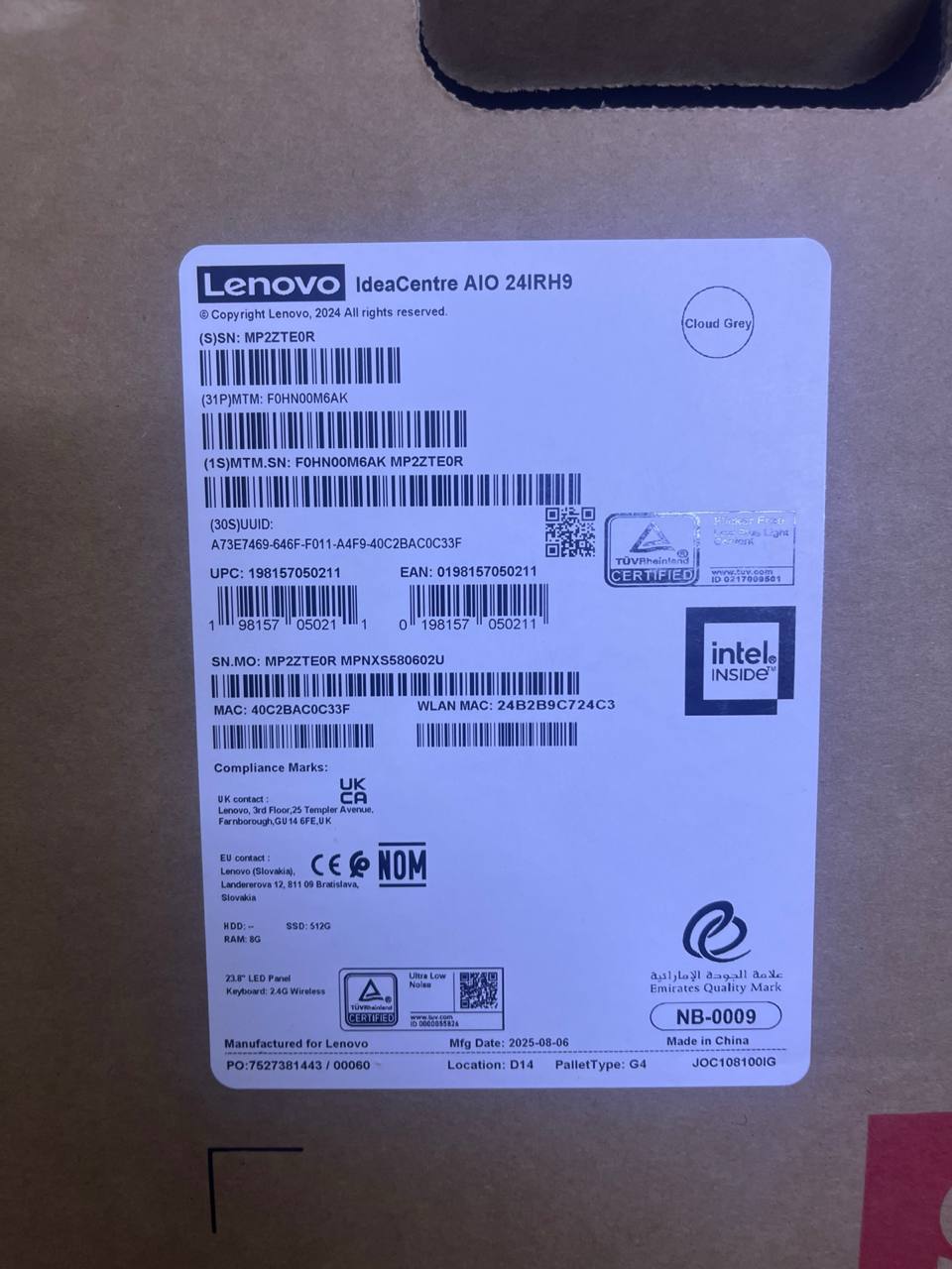 All in One Lenovo IdeaCentre 24IRH9 - (M6AK), Intel Core i5-13420H, RAM 8GB, SSD 512GB, Intel® UHD Graphics, 24 FHD IPS Touch, Cloud Grey