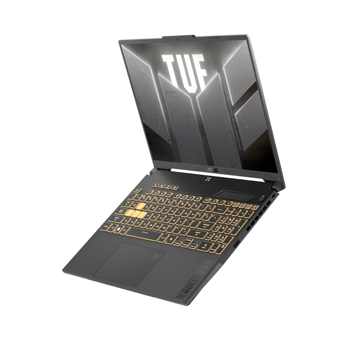 ASUS TUF Gaming F16 FX607VU-RL046/RL177، Intel Core 5-210H، ذاكرة وصول عشوائي (RAM) سعة 16 جيجابايت، قرص SSD سعة 512 جيجابايت، بطاقة رسومات NVIDIA RTX 4050 سعة 6 جيجابايت، شاشة 16.0 بوصة WUXGA بتردد 144 هرتز، رمادي ميكا