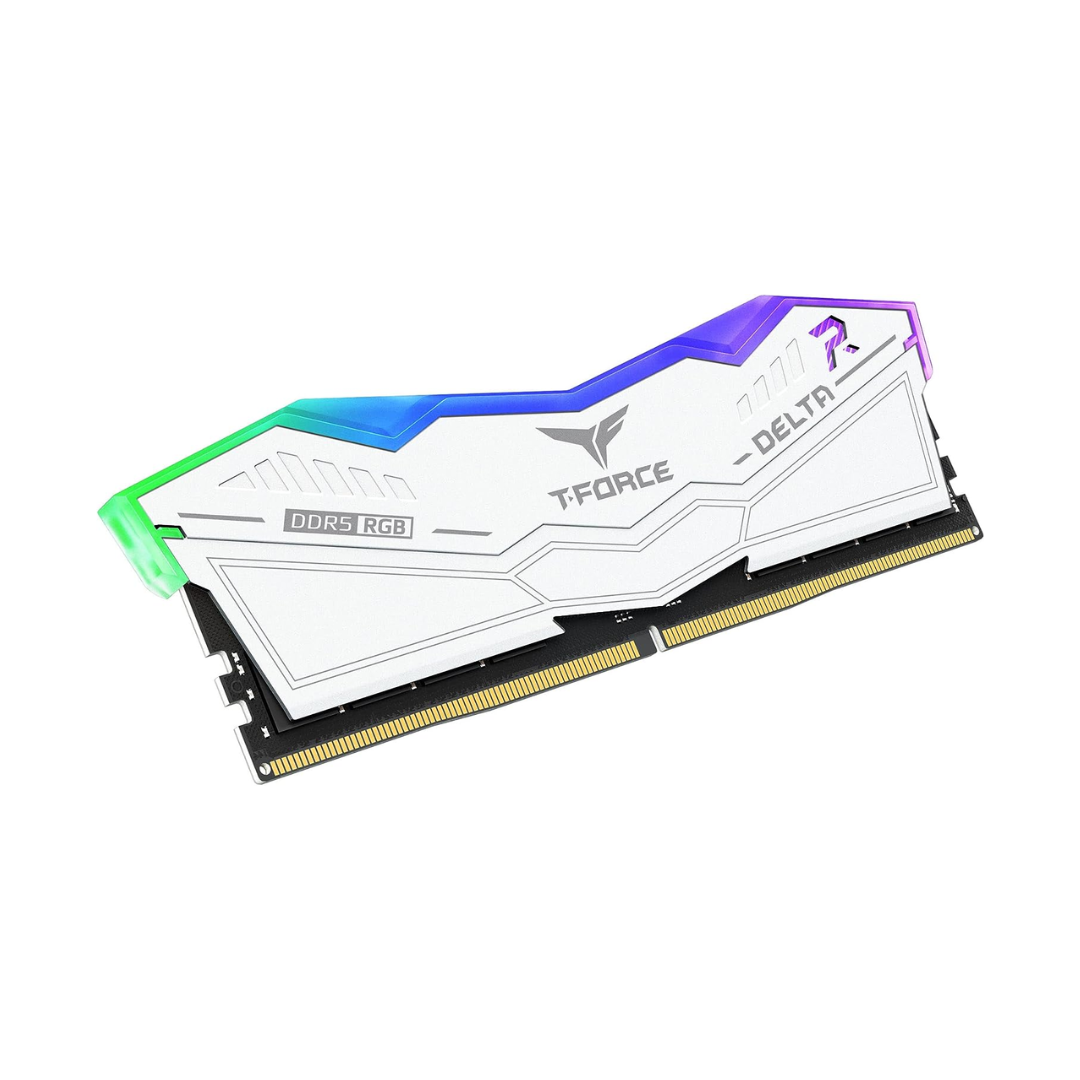 ذاكرة وصول عشوائي TEAMGROUP T-Force Delta RGB DDR5 سعة 32 جيجابايت (2 × 16 جيجابايت) 6000 ميجاهرتز CL30 - أبيض
