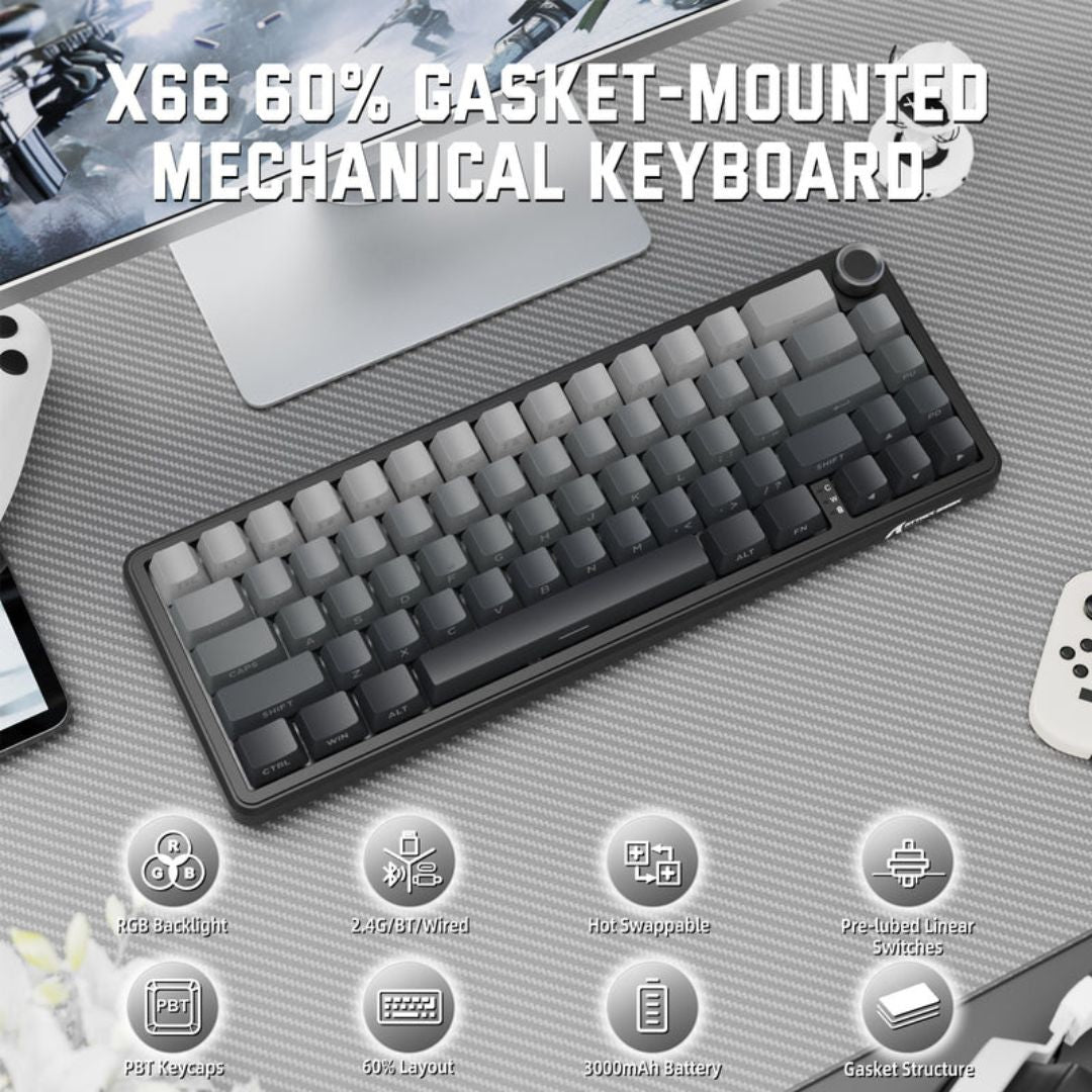 ATTACK SHARK X66 Wireless Mechanical Keyboard - Moonlit Night