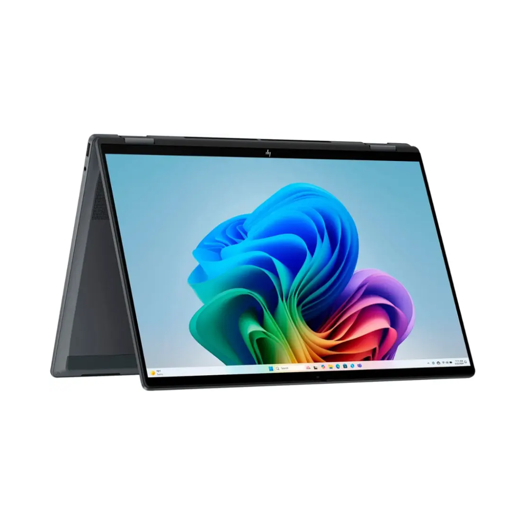 HP OmniBook X Flip 16-AS0023DX، معالج Intel Core Ultra 7-256V، ذاكرة وصول عشوائي (RAM) سعة 16 جيجابايت، قرص SSD سعة 1 تيرابايت، معالج Intel Arc 140V، شاشة 16.0 بوصة IPS WUXGA FHD+ تعمل باللمس، لون رمادي Eclipse