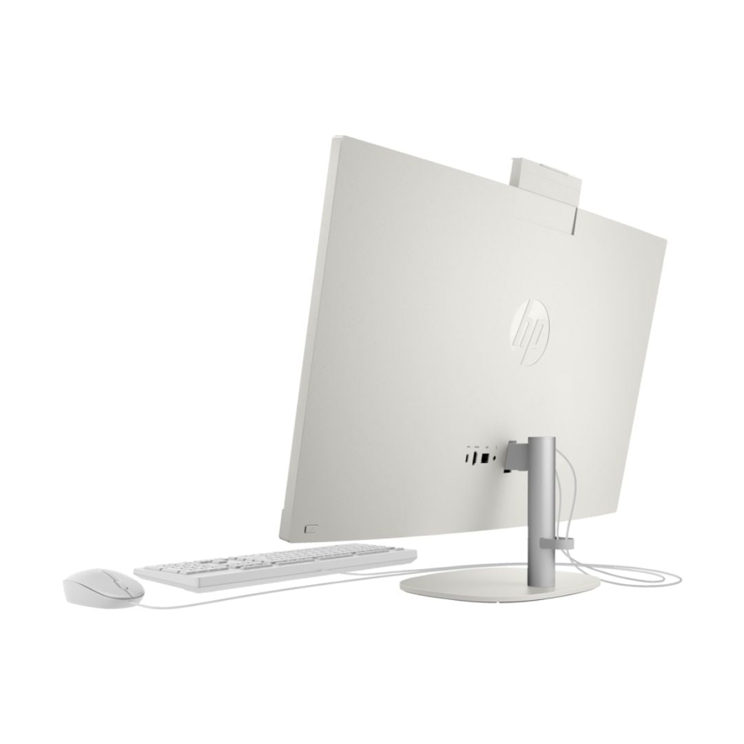 جهاز كمبيوتر الكل في واحد HP 27-cr0148nh، Intel Core i7-1355U، ذاكرة وصول عشوائي (RAM) سعة 8 جيجابايت، قرص SSD سعة 512 جيجابايت، معالج رسومات Intel Iris Xe، شاشة 27 بوصة عالية الدقة، أبيض