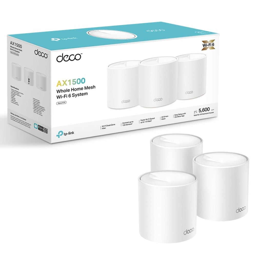 نظام TP-Link Deco X10 AX1500 للمنزل بالكامل مع شبكة Wi-Fi 6، عبوة من 3 قطع