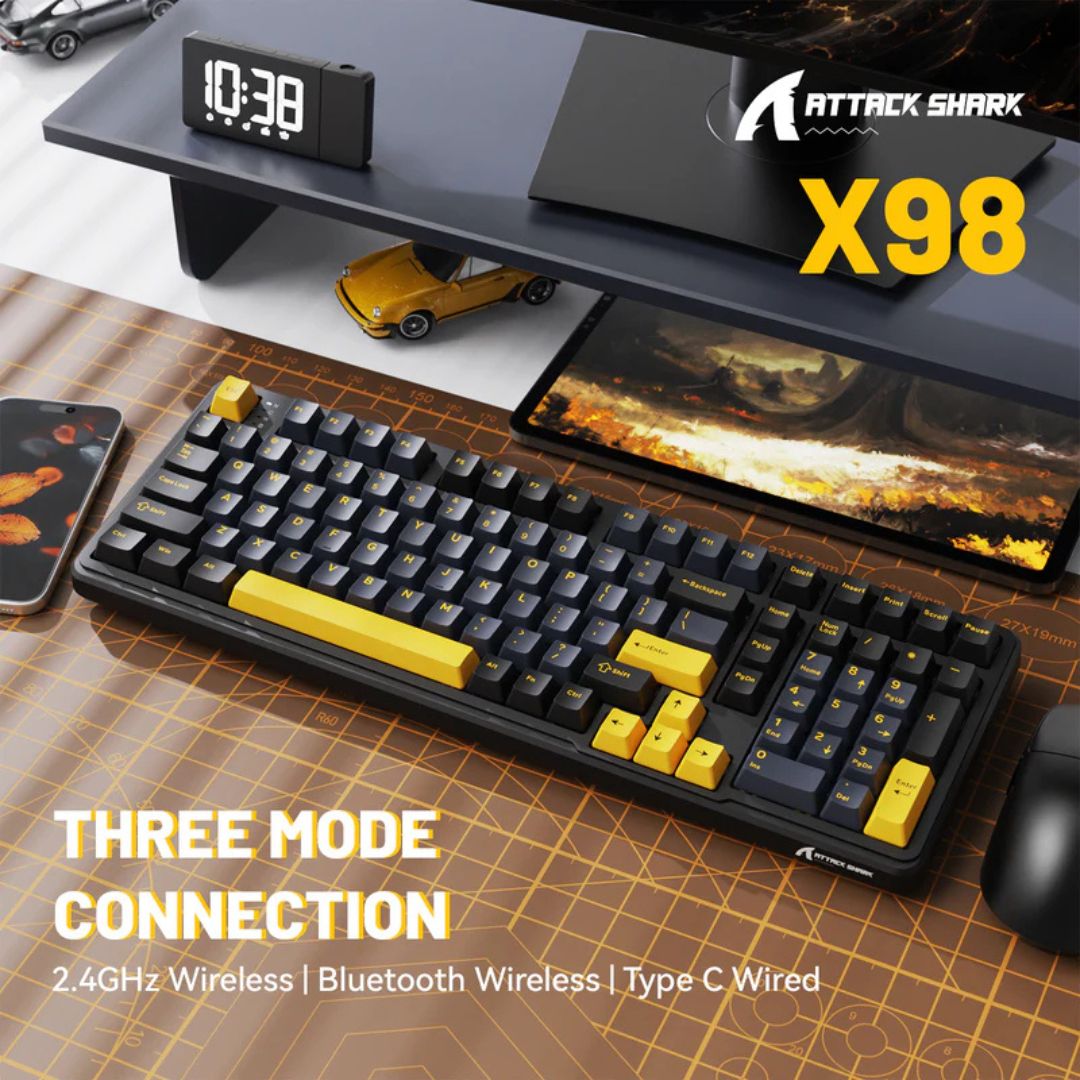 ATTACK SHARK X98 Tri-Mode Wireless Mechanical Keyboard - Black