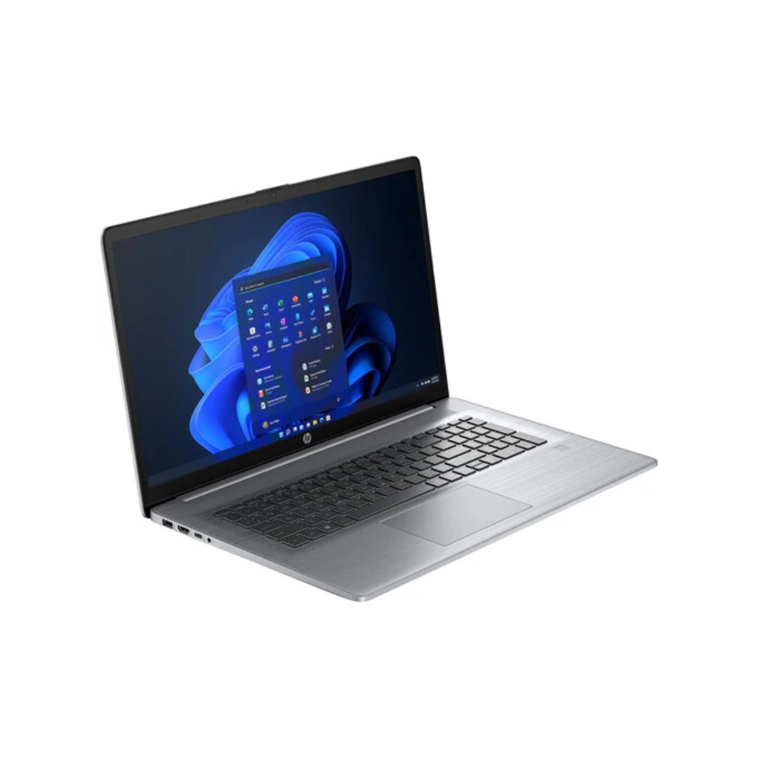 HP 470 G10، معالج Intel Core i7-1355U، ذاكرة وصول عشوائي (RAM) سعة 16 جيجابايت، قرص SSD سعة 512 جيجابايت، معالج رسومات Intel UHD، شاشة 17.3 بوصة FHD IPS، لون فضي