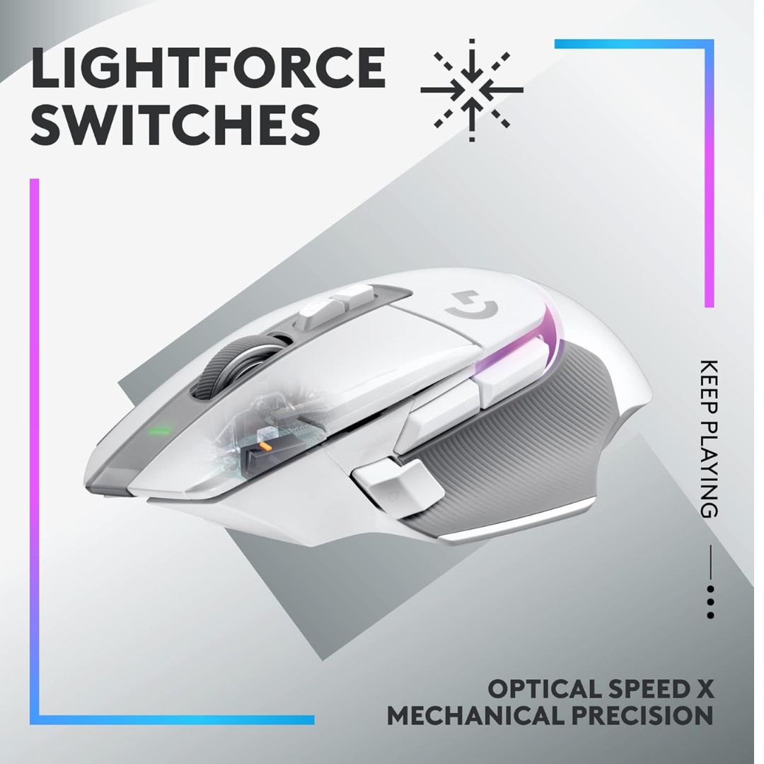 ماوس ضوئي لاسلكي Logitech G502 X PLUS Lightspeed باللون الأبيض