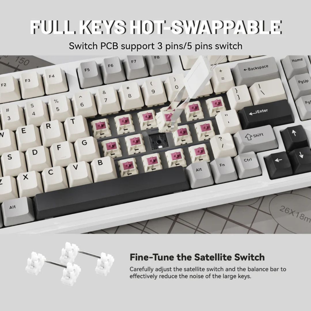 ATTACK SHARK X98 Tri-Mode Wireless Mechanical Keyboard - White