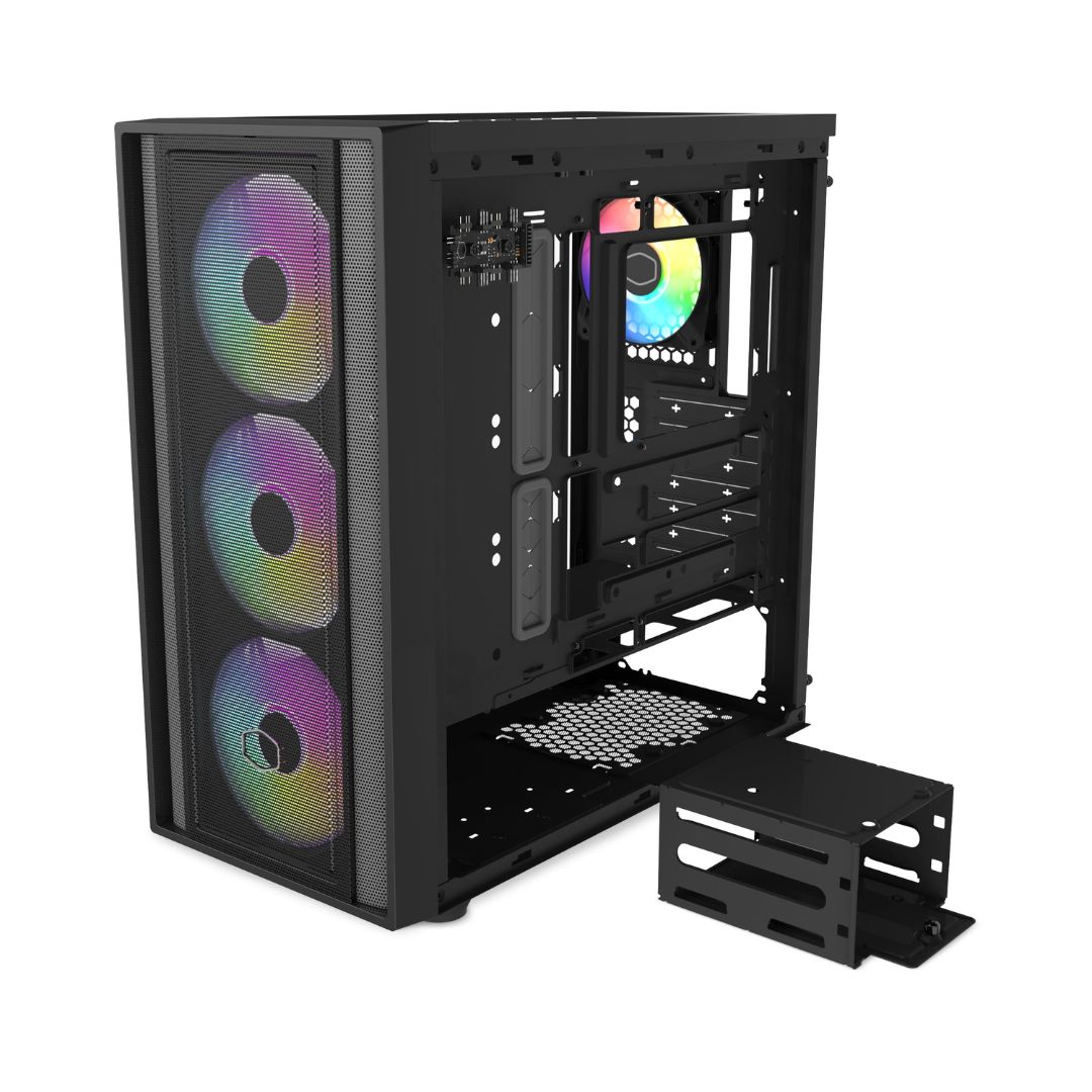وحدة تبريد Cooler Master MasterBox 600 Mid Tower 4 Fan - أسود