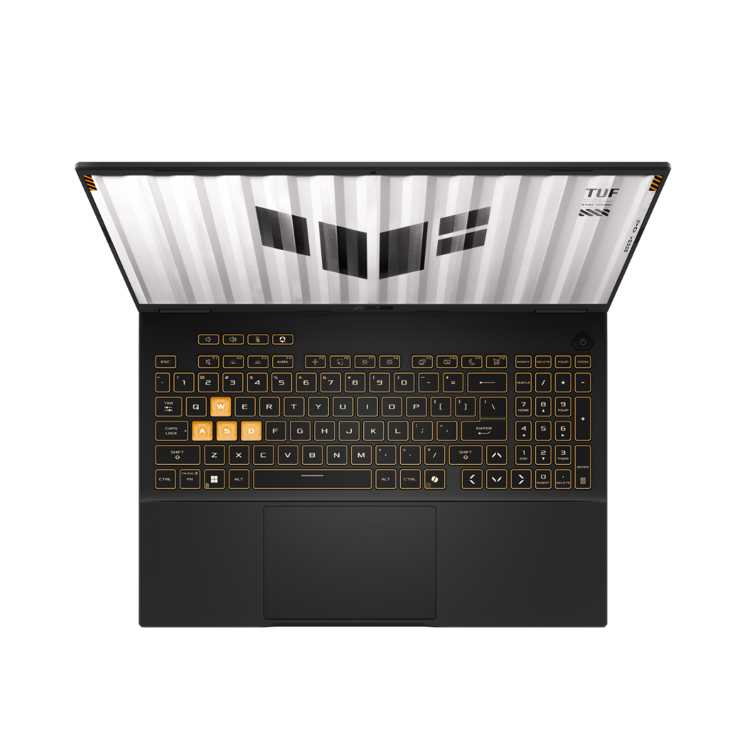 ASUS TUF Gaming F16 FX608JM-RV002AR، Intel Core i5-13450HX، ذاكرة وصول عشوائي (RAM) سعة 16 جيجابايت، قرص SSD سعة 512 جيجابايت، بطاقة رسومات NVIDIA RTX 5060 سعة 8 جيجابايت، شاشة 16.0 بوصة بدقة WUXGA وتردد 165 هرتز، لون رمادي ميكا