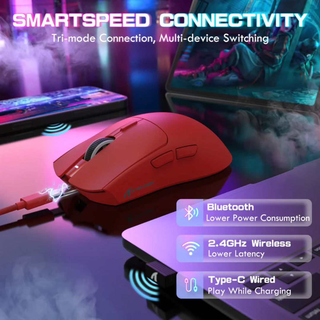 ATTACK SHARK X1 Tri-mode Gaming Mouse - Red