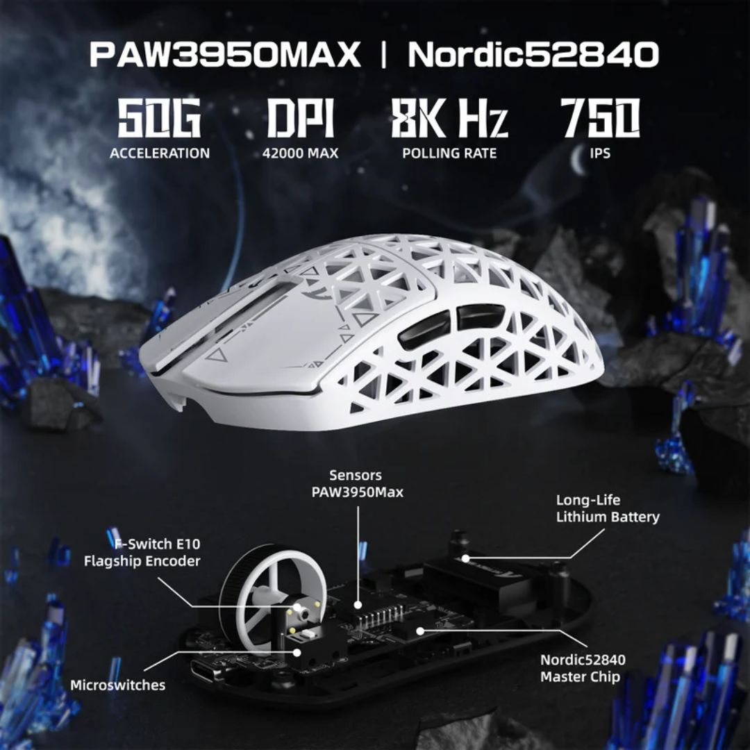 ATTACK SHARK R5 Ultra Carbon Fiber Wireless 8K Gaming Mouse - White
