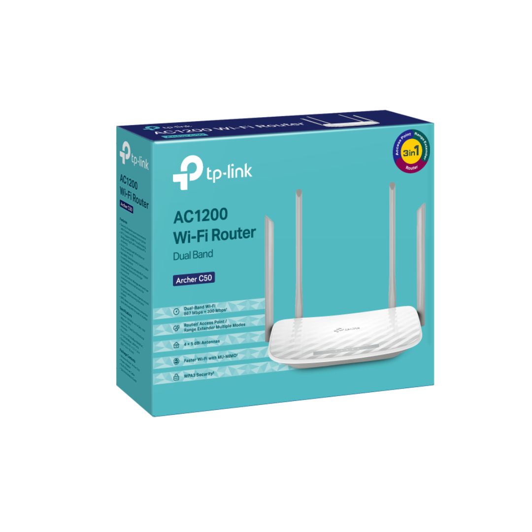 جهاز التوجيه اللاسلكي ثنائي النطاق TP-Link Archer C50، AC1200