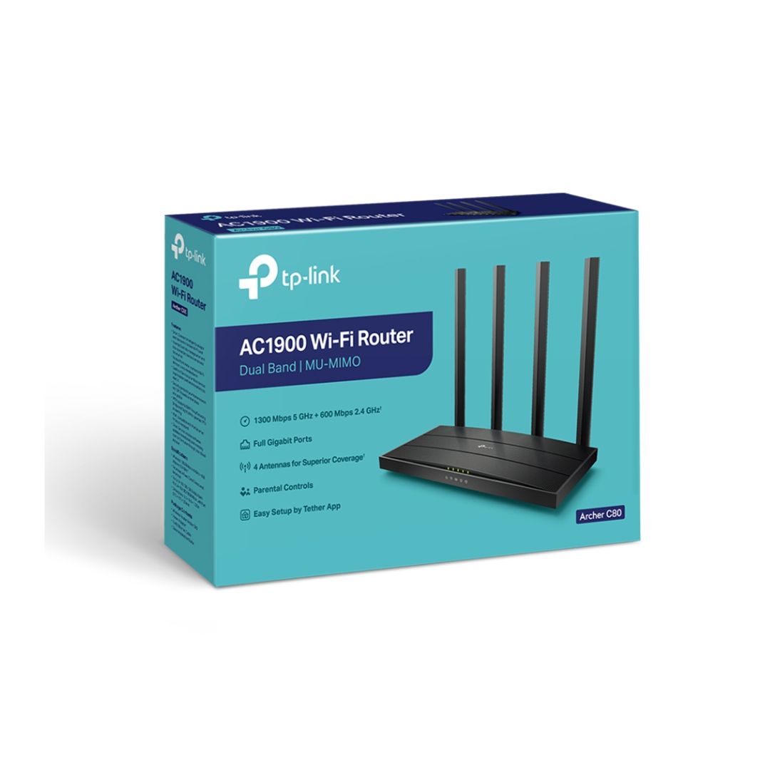 جهاز توجيه TP Link Archer C80 الجديد AC1900 اللاسلكي بتقنية MU-MIMO Wi-Fi