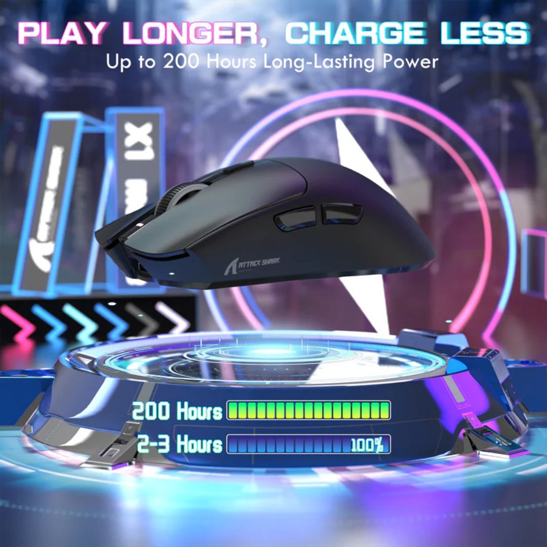 ATTACK SHARK X1 Tri-mode Gaming Mouse - Black