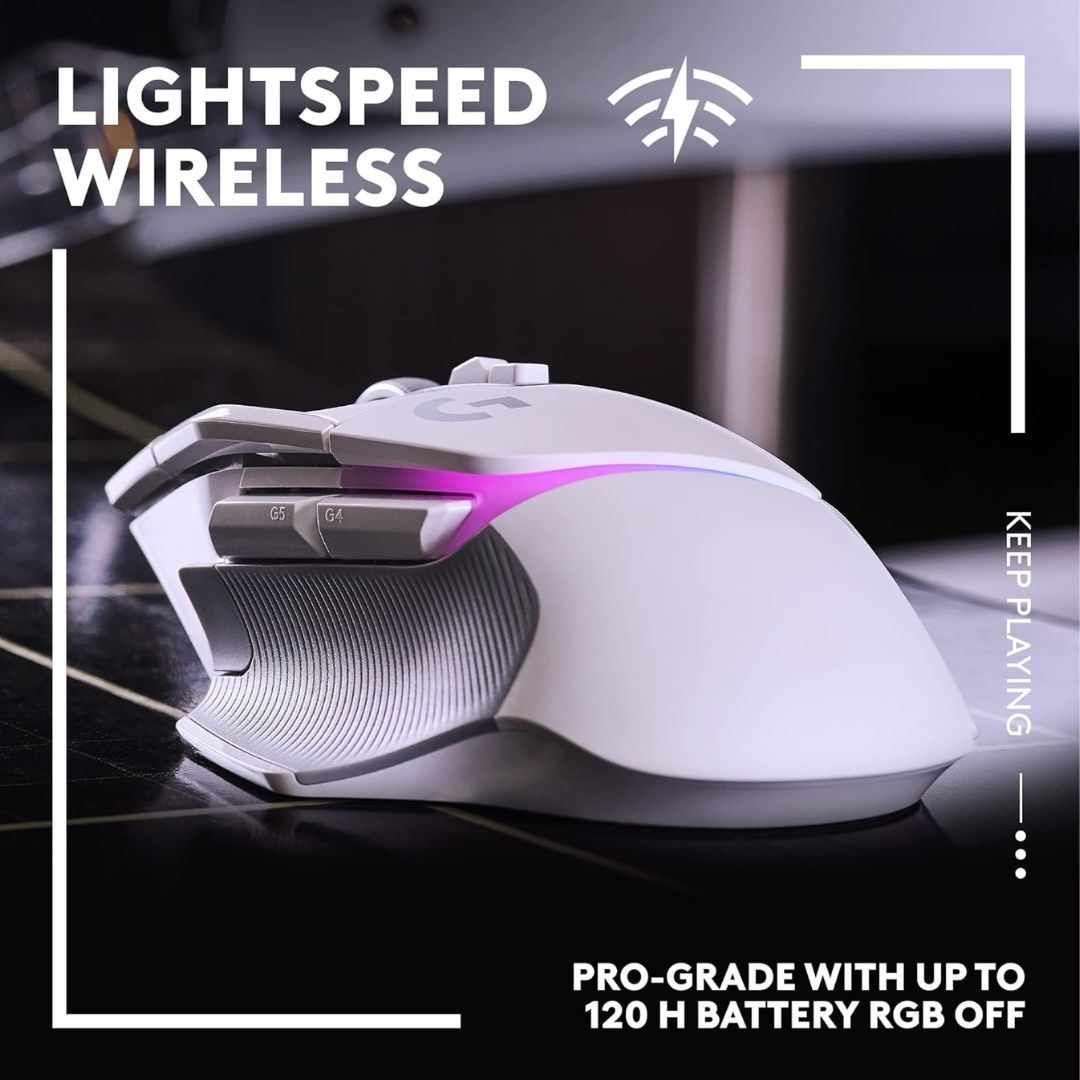 ماوس ضوئي لاسلكي Logitech G502 X PLUS Lightspeed باللون الأبيض