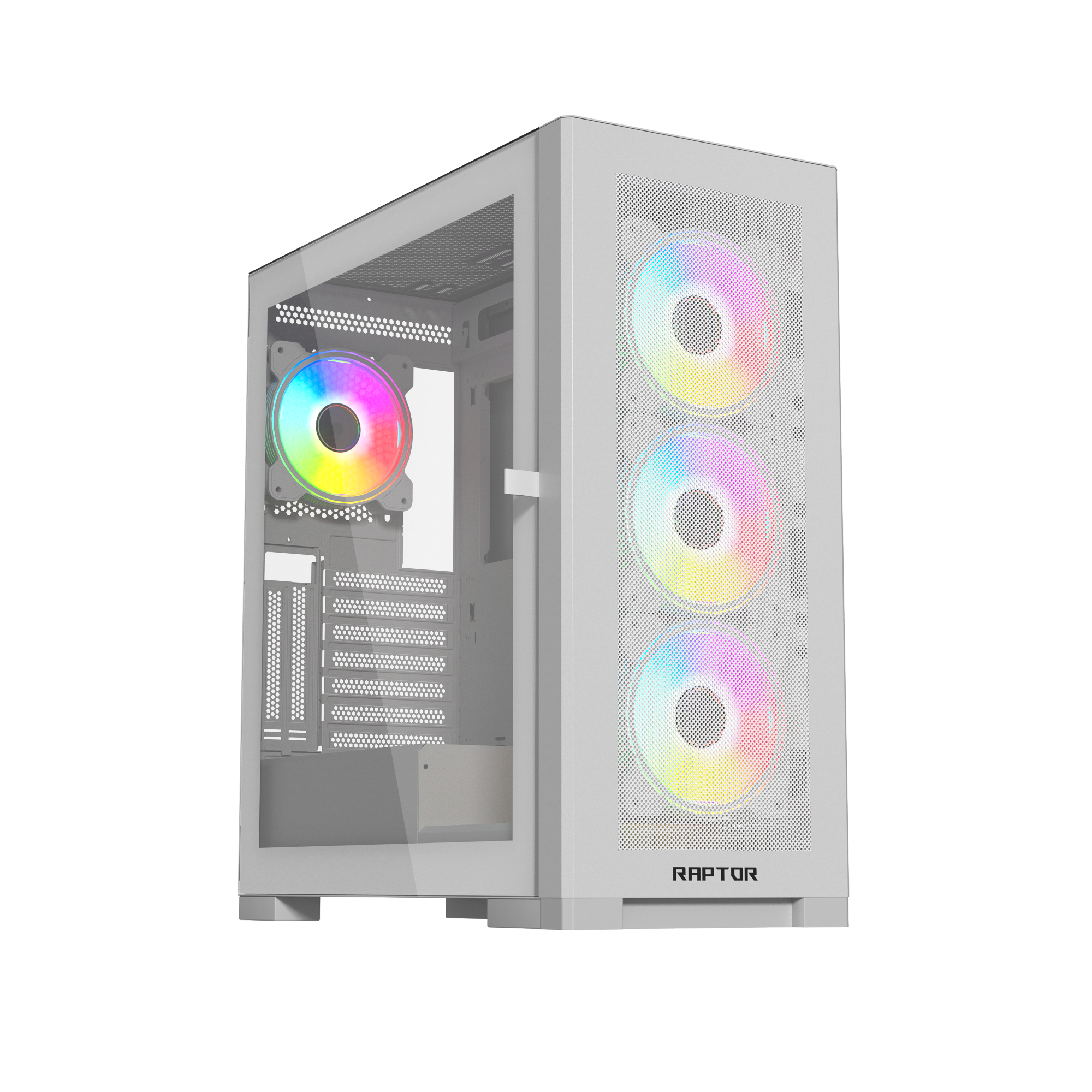 علبة Raptor 290-XL ARCTIC HAWK RGB Mid Tower - أبيض