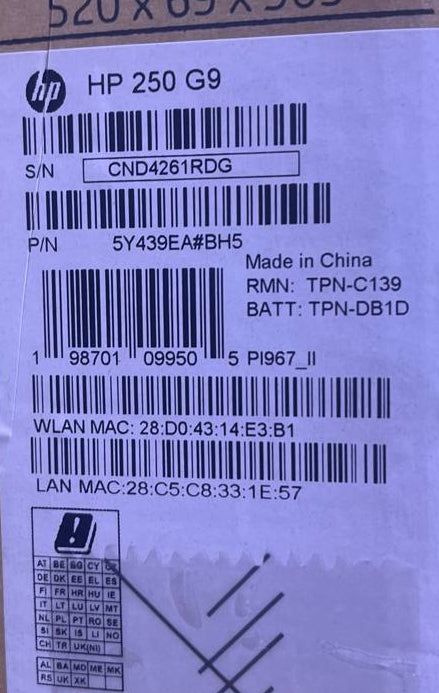 HP 250 G9 5Y439EA, Intel Celeron N4500, RAM 8GB, SSD 256GB, Intel® UHD Graphics, 15.6 FHD, Silver