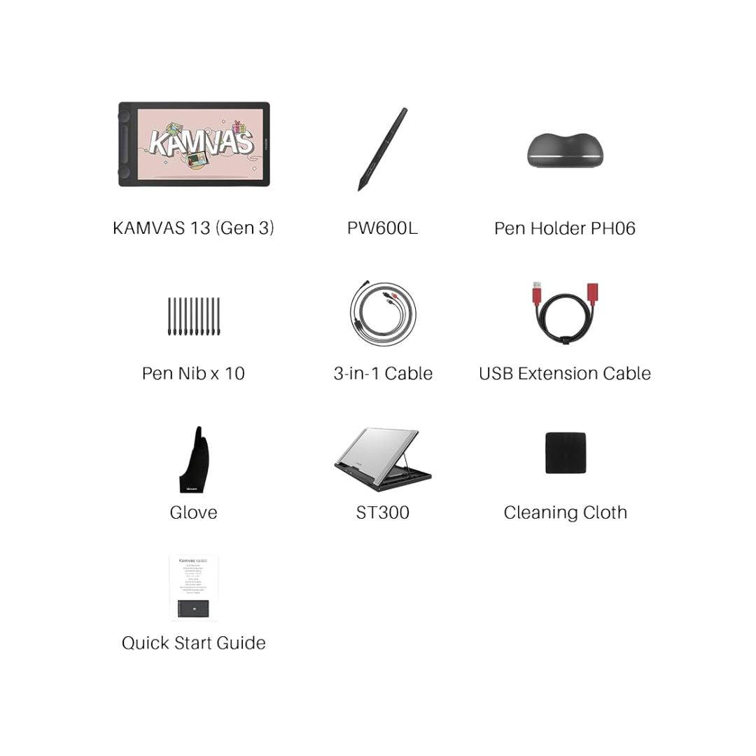 Huion Kamvas 13-GS1333 GEN 3، 13.3 بوصة، لوح رسم رسومي