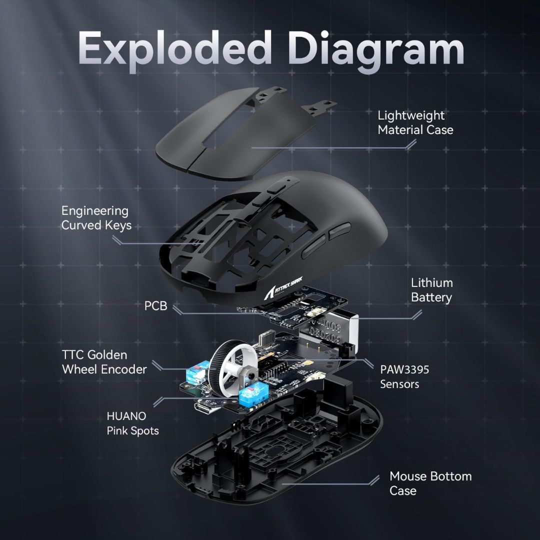 ATTACK SHARK X6 Wireless Gaming Mouse - Black