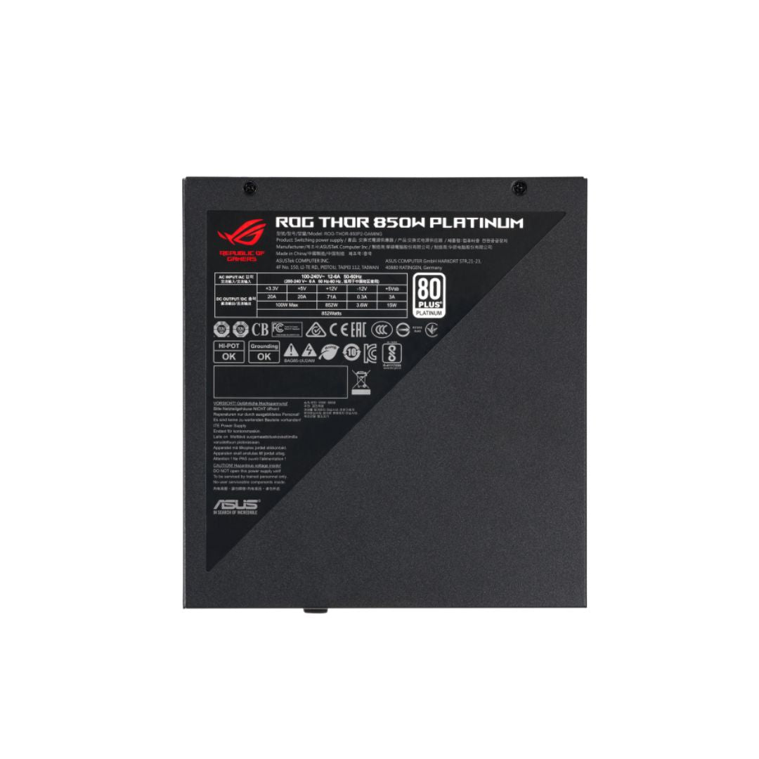 ASUS ROG THOR 850W Platinum II، وحدات كاملة، 80+ Platinum، PCIe 5.0، أسود