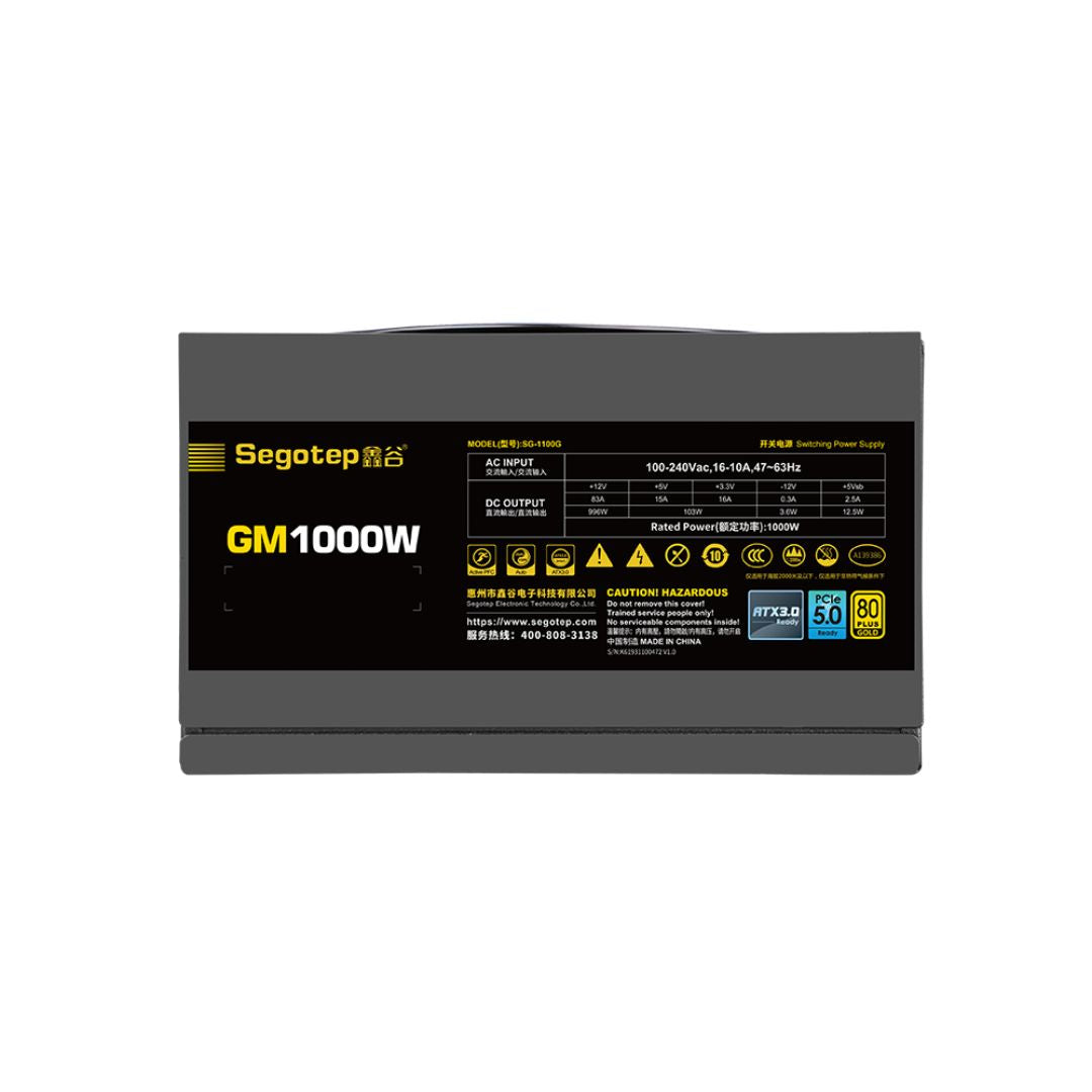 Segotep GM1000W 1000W Gold 80+ Full Modular 80+, PCIe 5.1 & ATX 3.1 - أسود