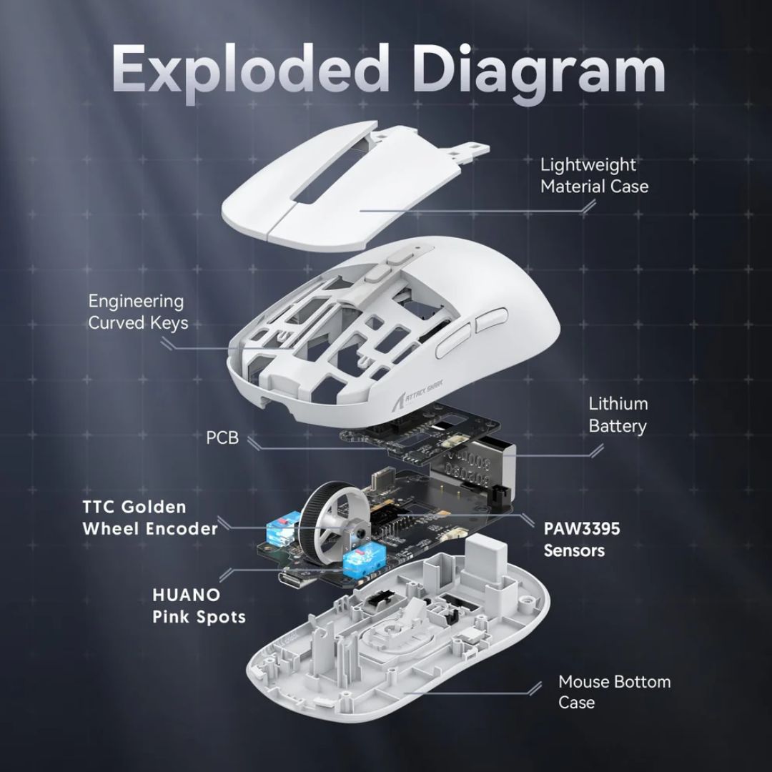 ATTACK SHARK X6 Wireless Gaming Mouse - White