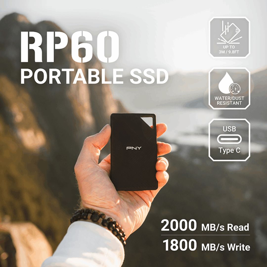 قرص SSD خارجي محمول من نوع PNY RP60 بسعة 2 تيرابايت من النوع C
