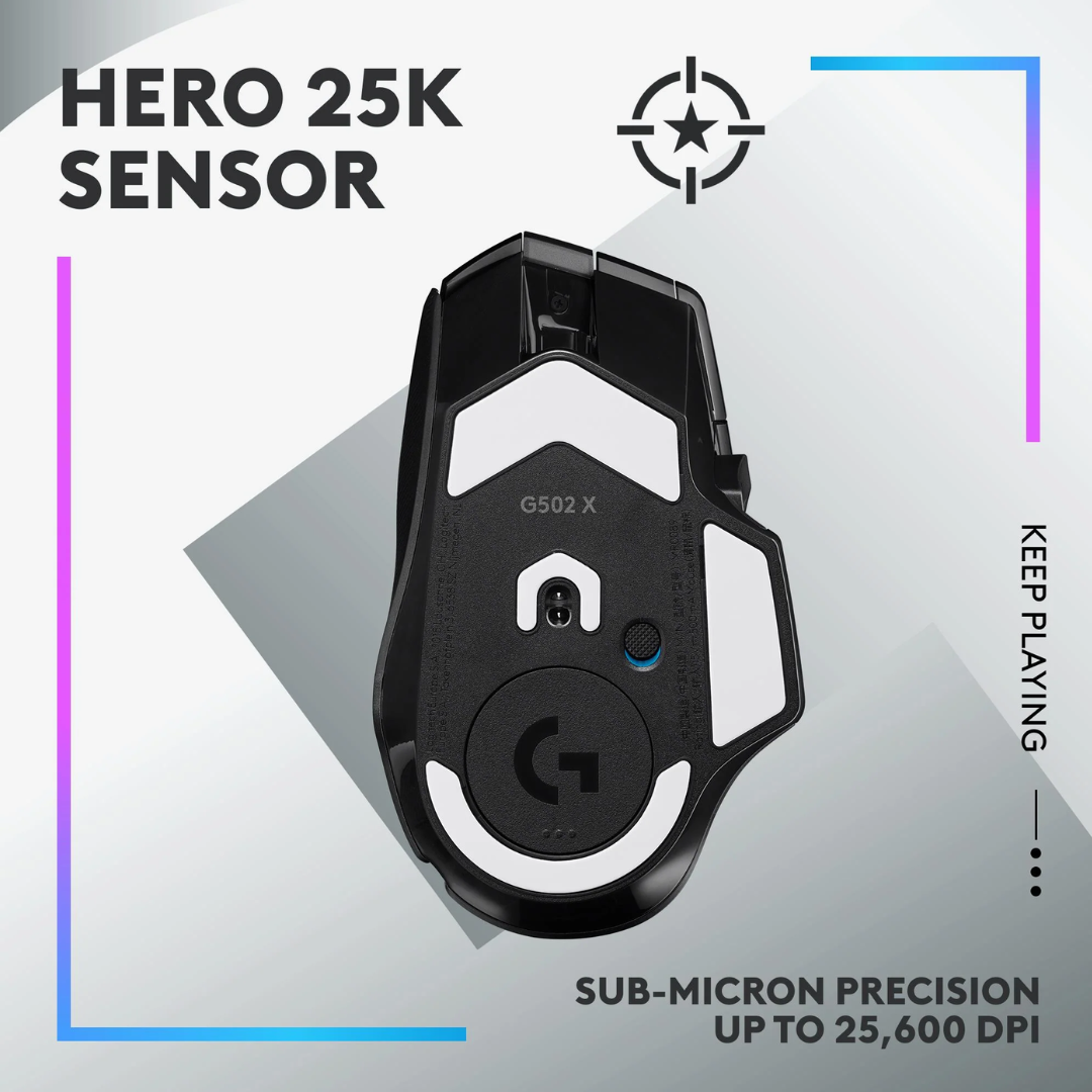 ماوس لوجيتك G502 X PLUS Lightspeed اللاسلكي البصري باللون الأسود