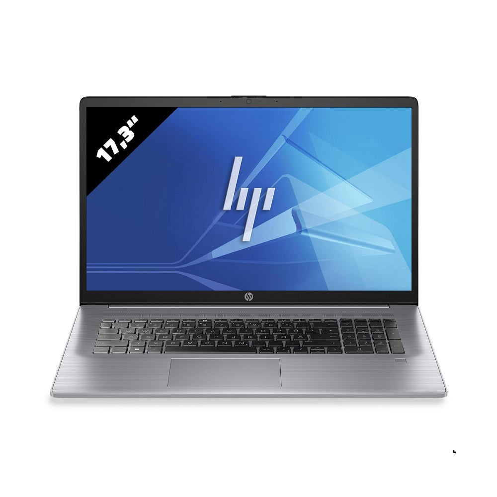 HP 470 G10، معالج Intel Core i7-1355U، ذاكرة وصول عشوائي (RAM) سعة 16 جيجابايت، قرص SSD سعة 512 جيجابايت، معالج رسومات Intel UHD، شاشة 17.3 بوصة FHD IPS، لون فضي