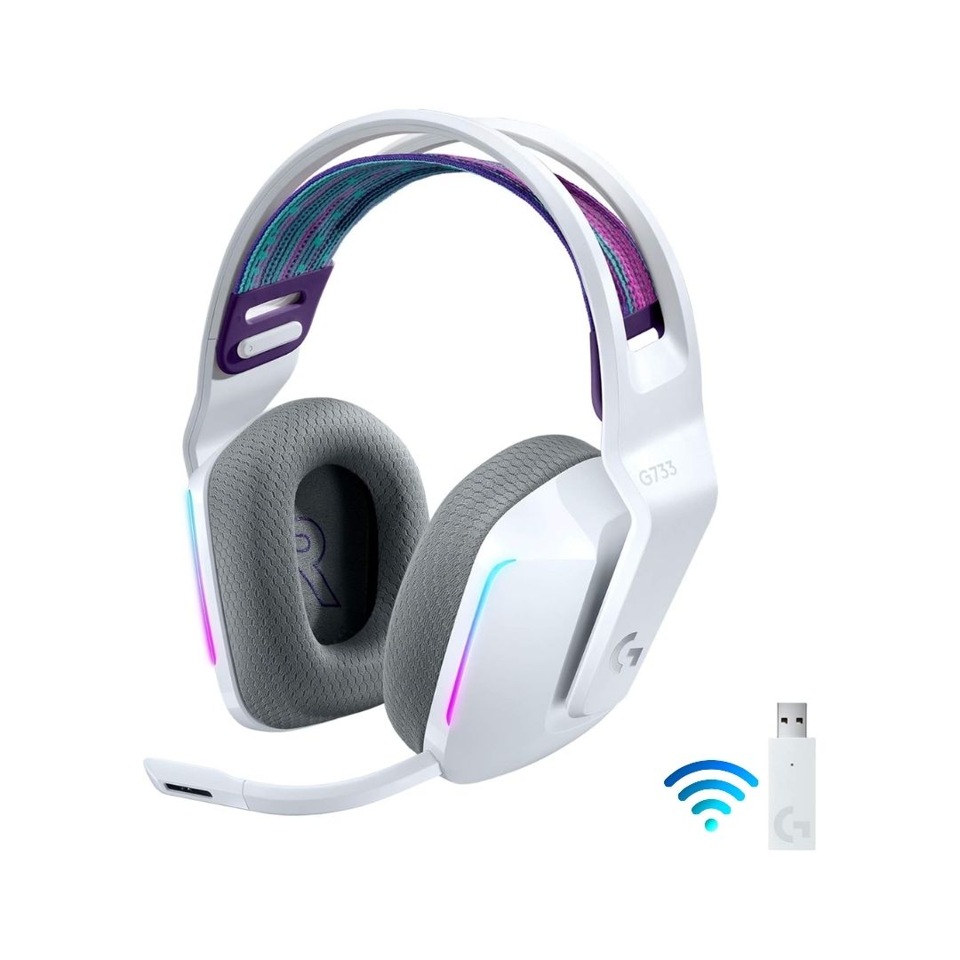 سماعة الألعاب اللاسلكية Logitech G733 Lightspeed - بيضاء