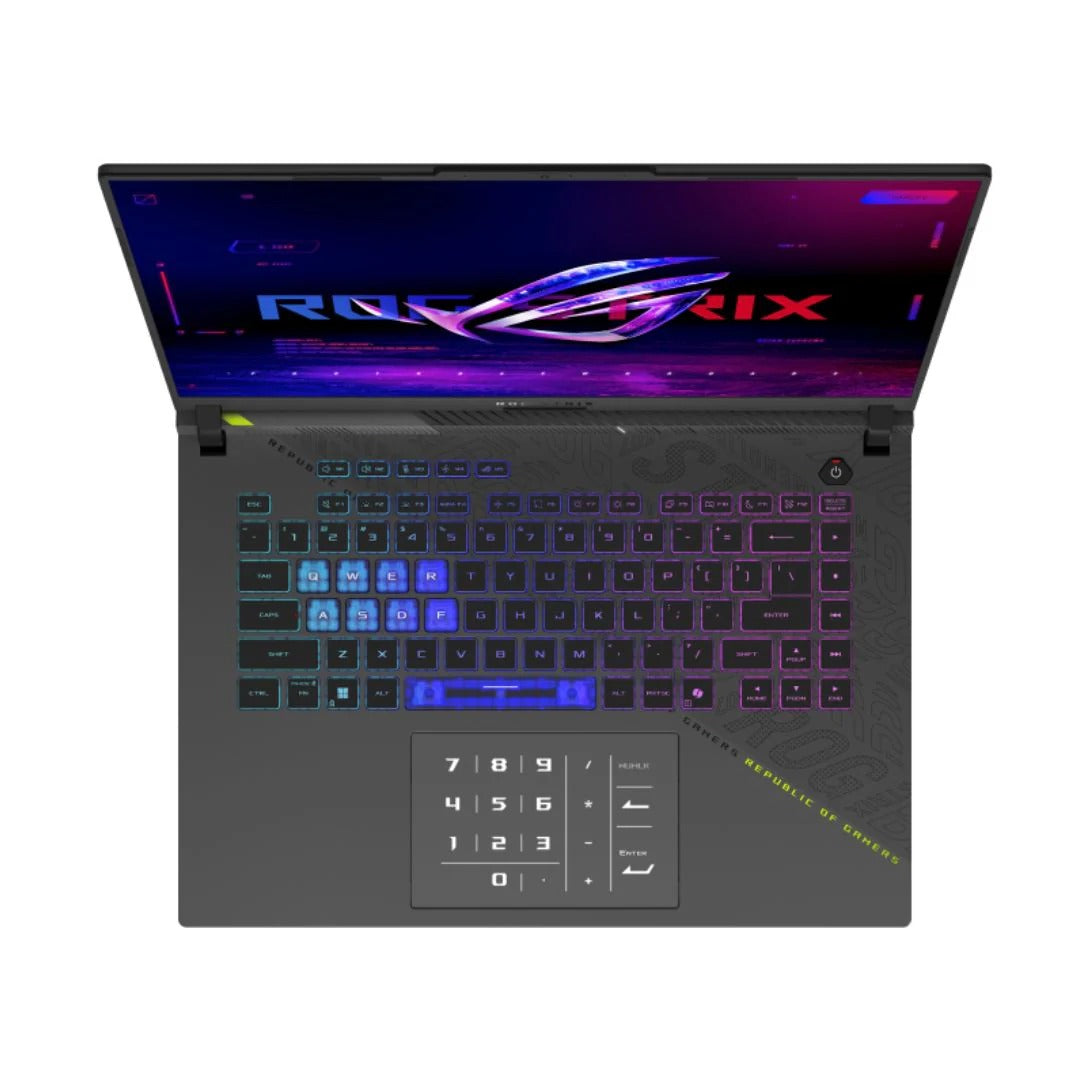 ASUS ROG Strix G16 G615LM-RV172، Intel Ultra 9-275HX، ذاكرة وصول عشوائي (RAM) سعة 32 جيجابايت، قرص SSD سعة 2 تيرابايت، NVIDIA RTX 5060 سعة 8 جيجابايت، شاشة 16.0 بوصة بدقة WUXGA FHD+ بمعدل تحديث 165 هرتز، لون أخضر فولت