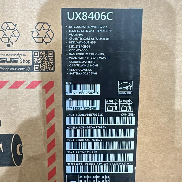 ASUS Zenbook DUO UX8406CA-PZ005W, Intel Core Ultra 9-285H, RAM 32GB, 2TB SSD, Intel Arc Graphics, 14 Inch 3K OLED 120Hz, Inkwell Gray