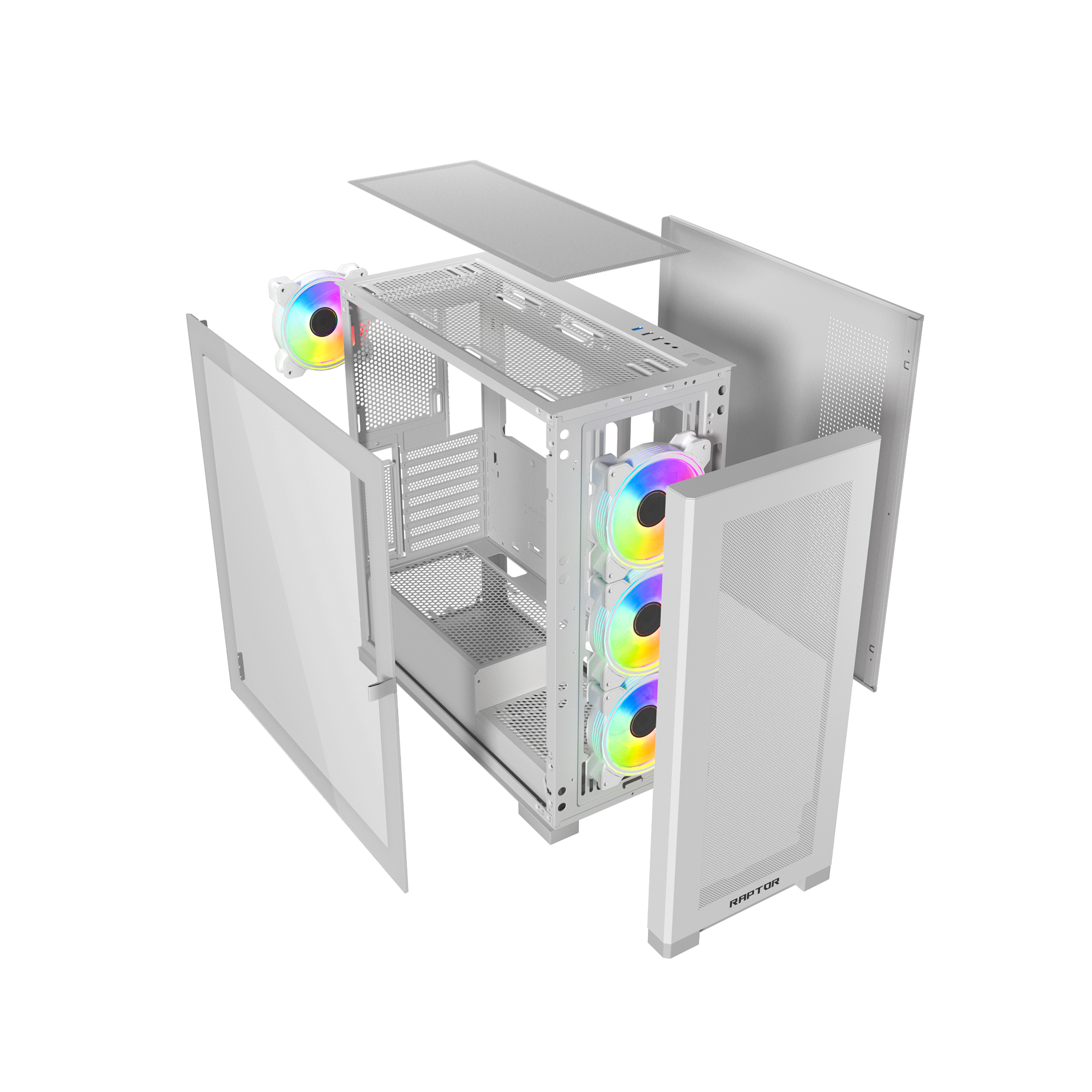 علبة Raptor 290-XL ARCTIC HAWK RGB Mid Tower - أبيض
