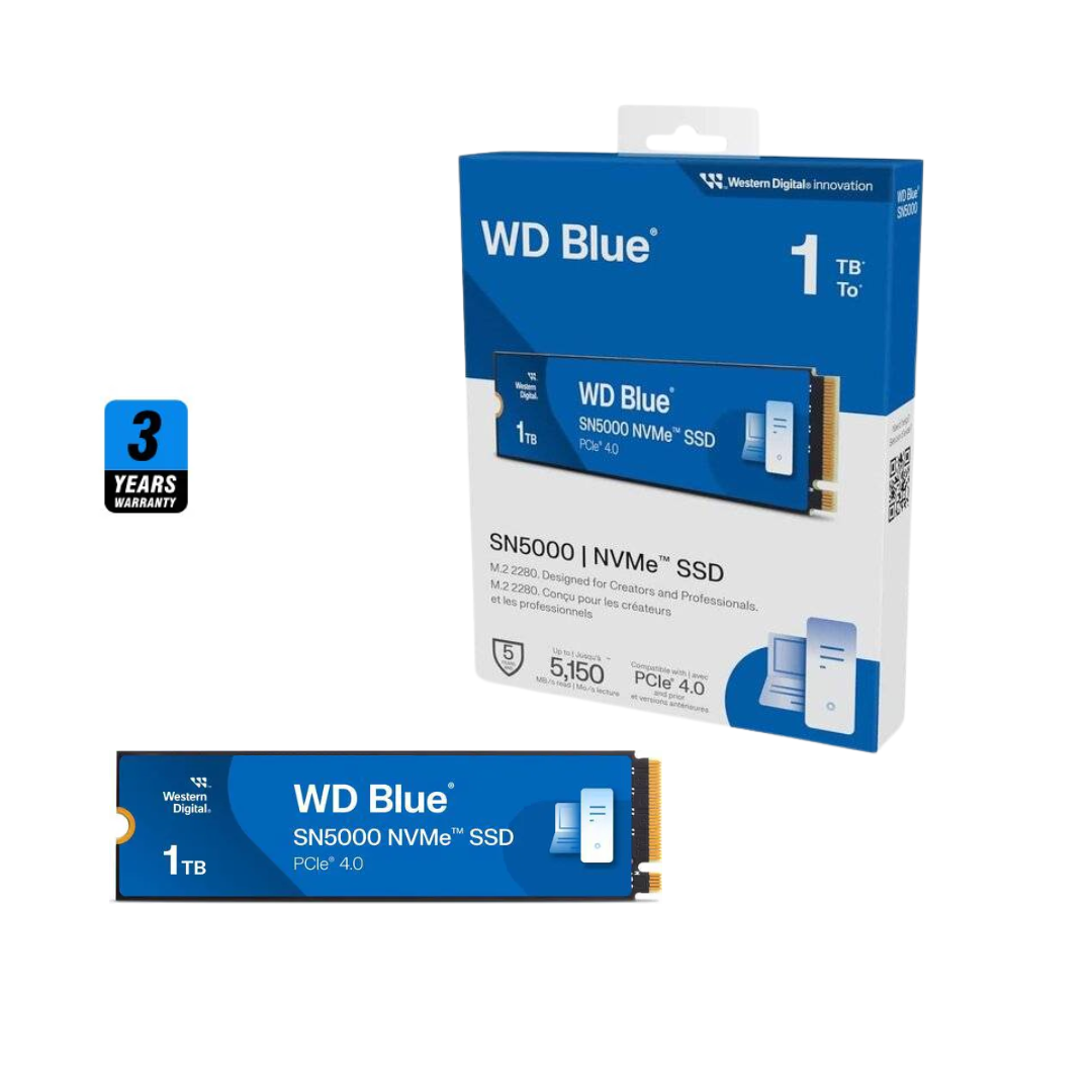 WD Blue SN5000 سعة 1 تيرابايت، 5150 ميجابايت/ثانية M.2 NVME، PCIe 4.0