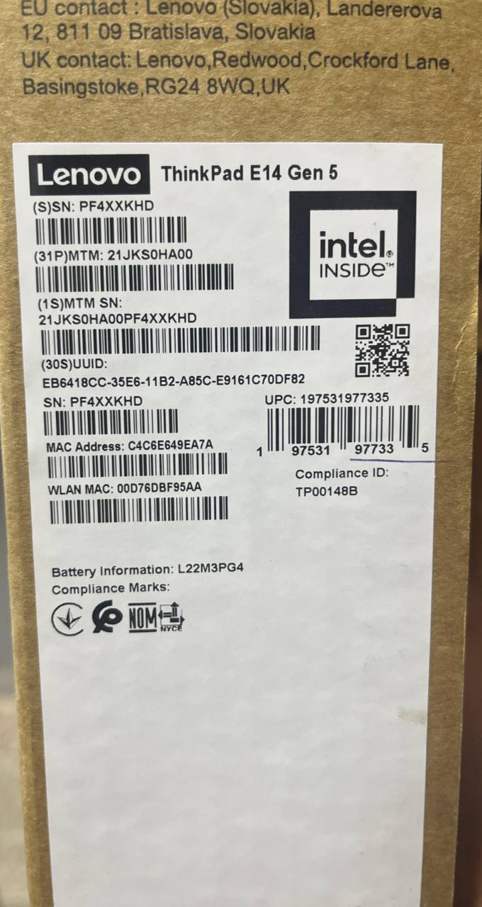 لينوفو ثينك باد E14 - (HA00)، معالج إنتل كور i7-1355U، ذاكرة وصول عشوائي (RAM) سعة 8 جيجابايت، قرص صلب SSD سعة 512 جيجابايت، معالج رسومات إنتل UHD، شاشة 14.0 بوصة WUXGA، لون أسود جرافيت