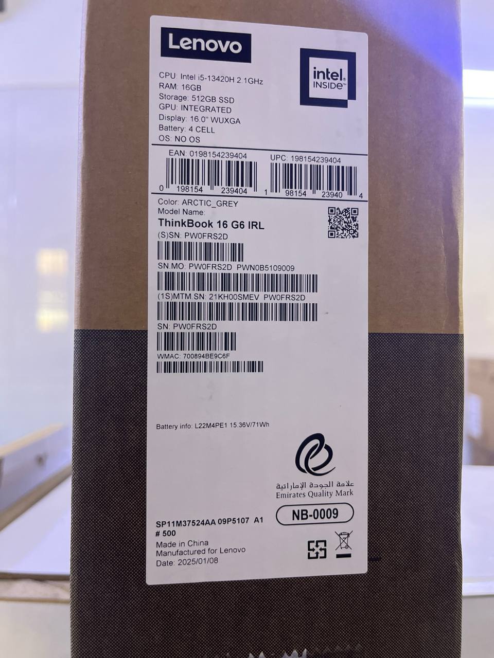 Lenovo ThinkBook 16 G6 - (SMEV), Intel Core i5-13420H, RAM 16GB, SSD 512GB, Intel UHD Graphics, 16.0 WUXGA, Arctic Gray