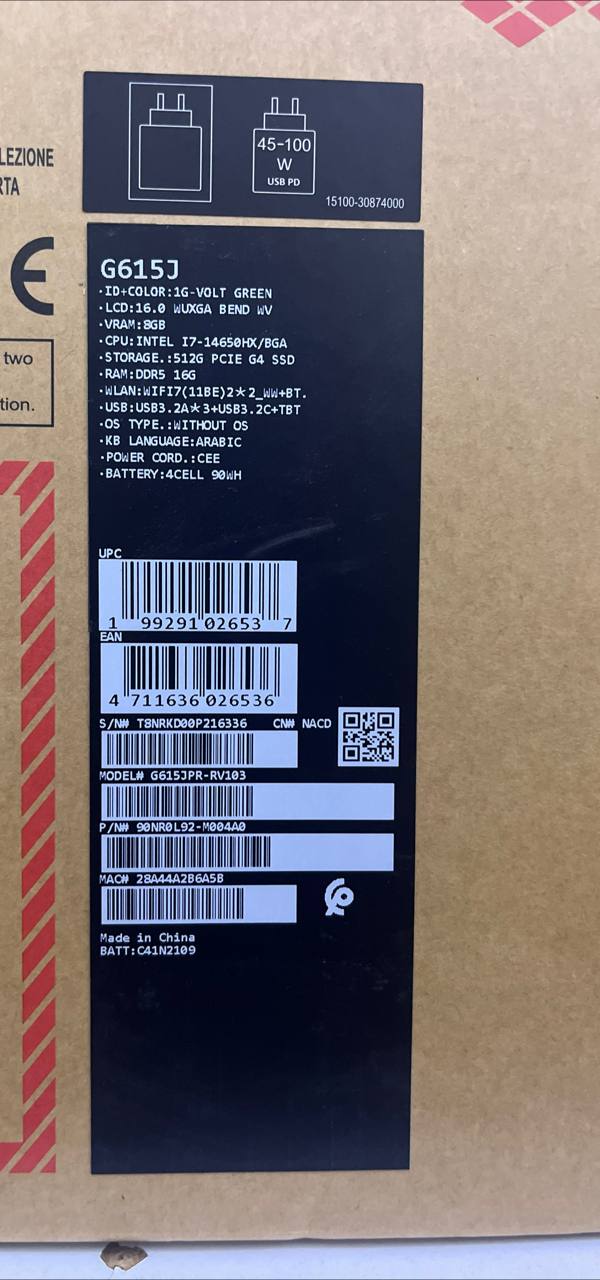 ASUS ROG Strix G16 G615JPR-RV103, Intel Core i7-14650HX, RAM 16GB, SSD 512GB, NVIDIA RTX 5070 8GB, 16.0 Inch WUXGA FHD+ 165Hz, Volt Green