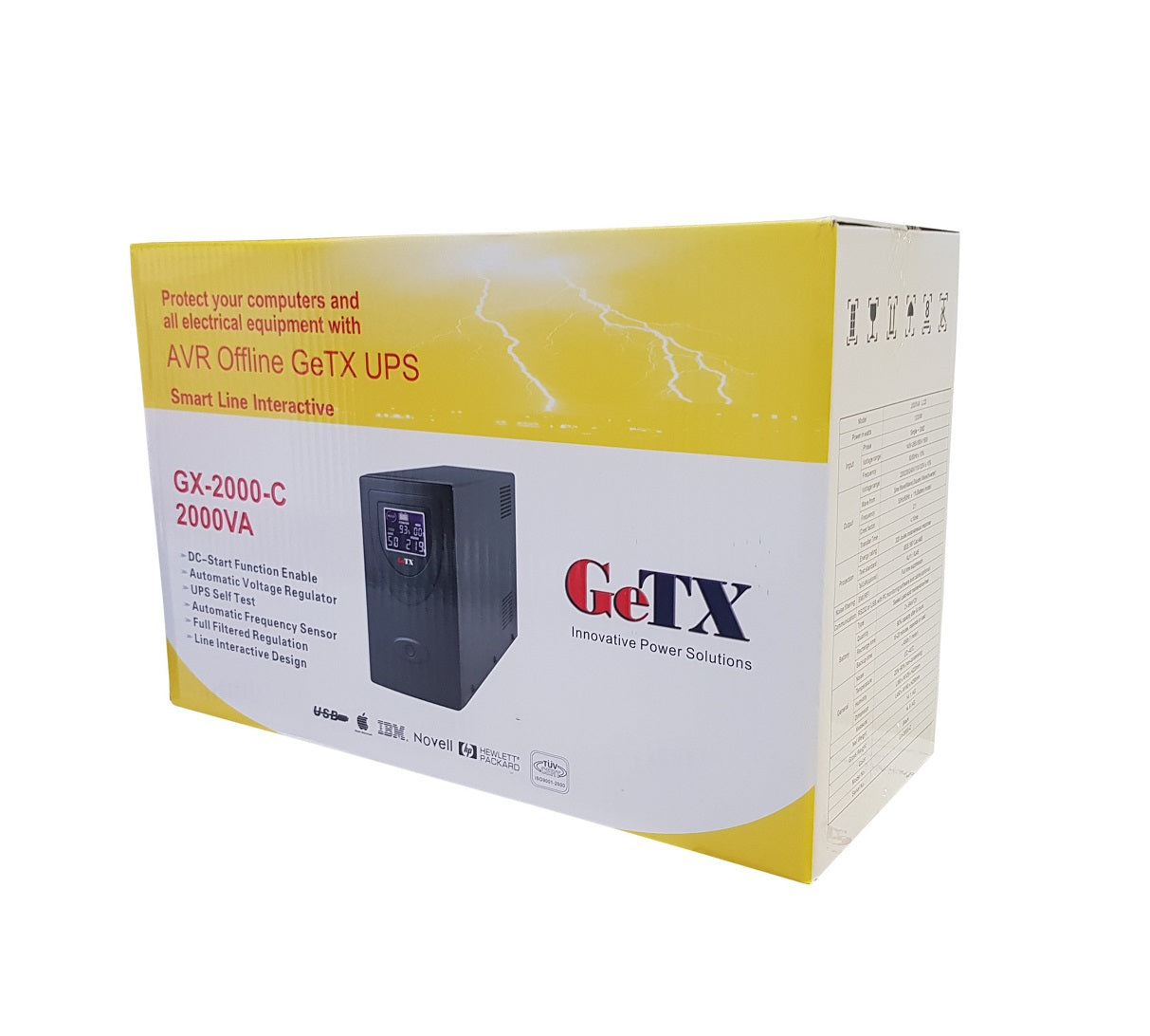 UPS GeTX GXK-2000-C (2000VA) خط تفاعلي، بطارية 12V9Ax2 - صندوق أصفر