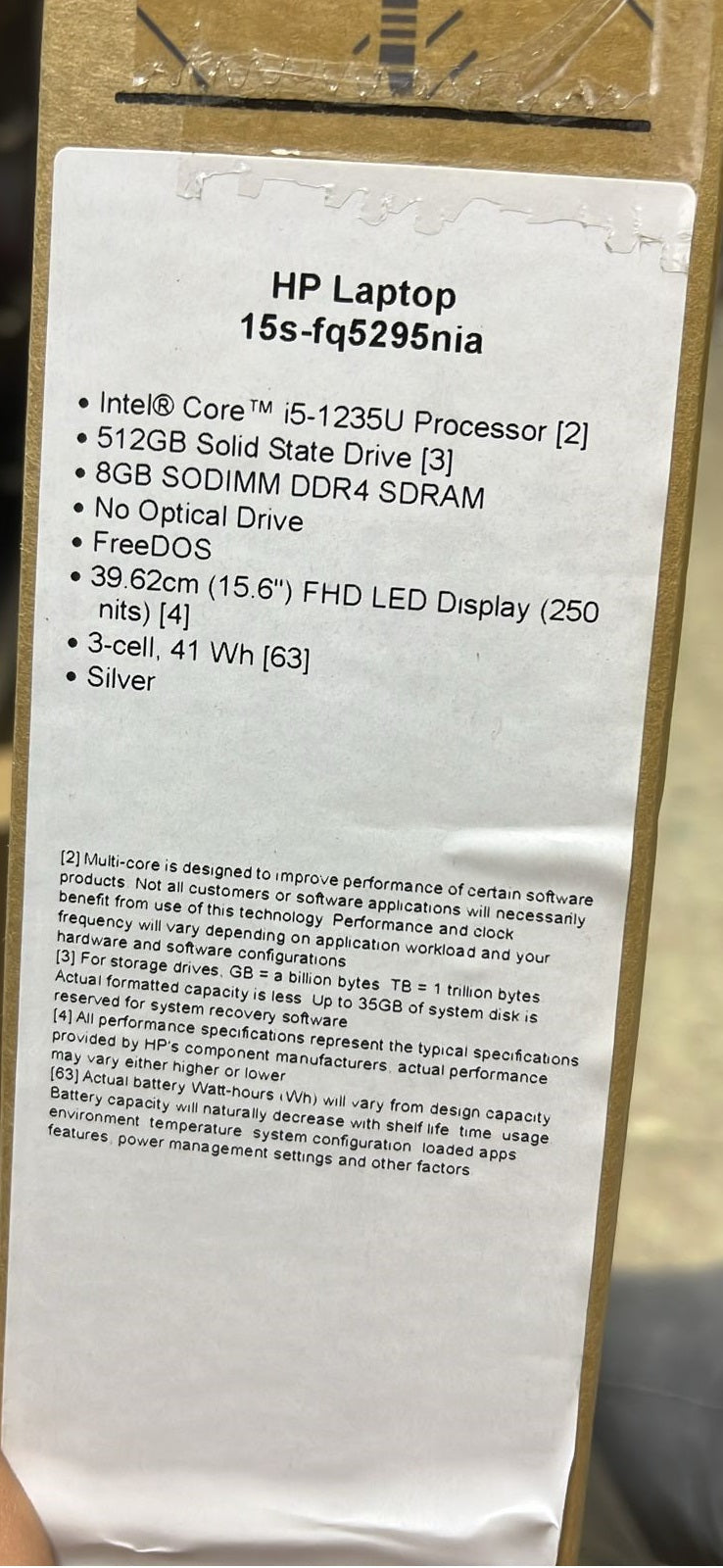 HP Laptop 15s-FQ5295NIA, intel Core i5-1235U -12 Gen, RAM 8GB, 512GB SSD, Intel Iris Xe Graphics, 15.6 FHD , Silver