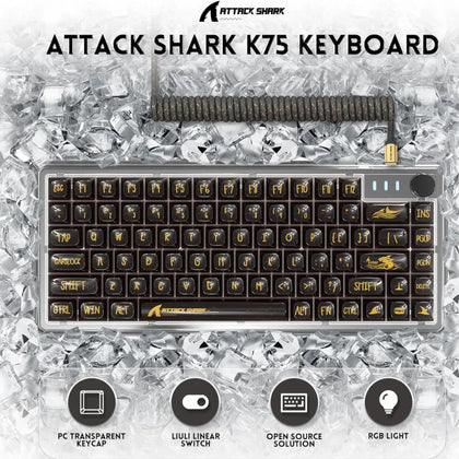 ATTACK SHARK K75 Transparent Mechanical Keyboard - Black