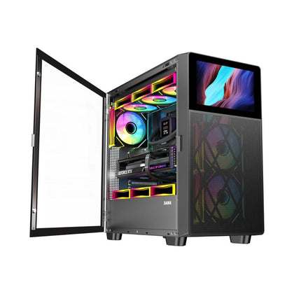 SAMA V Play 4367 Mid Tower Case ATX, With Monitor 7 inch - Black (BTF)